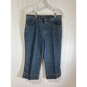 Fresh‎ Produce Blue Denim Zipper Front Button Cuff Capri Jeans Women’s 6